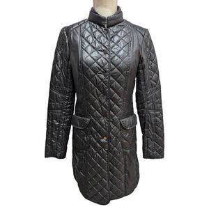 Zara Women's S Lightweight Diamond Quilted Puffer Mid Length Jacket in Black